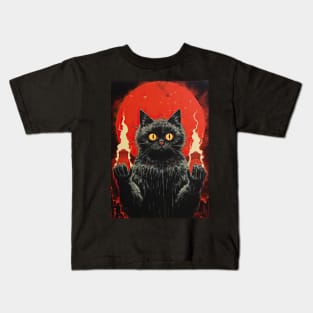 Unholy black cat doing black Magic Kids T-Shirt